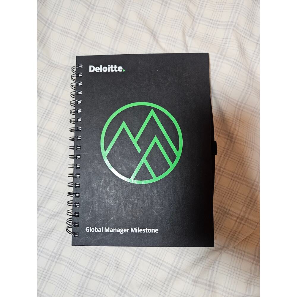 NEW Deloitte Global Manager Milestone Black 10" x 7" Spiral Bound Lined Notebook